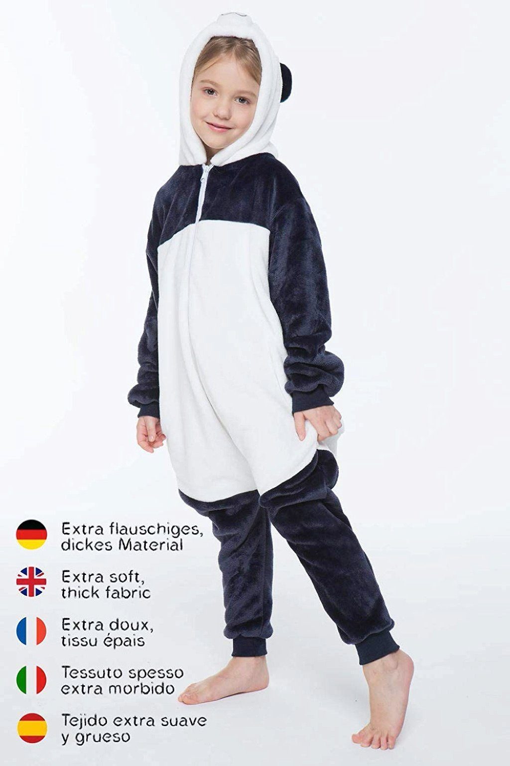 Corimori Jumpsuit Kinderkostüm Onesie Overall in Größen 90-110cm (1-tlg) Jumpsuit, Pyjama, Fasching, Kigurumi, Tierkostüme, Panda "Mei"