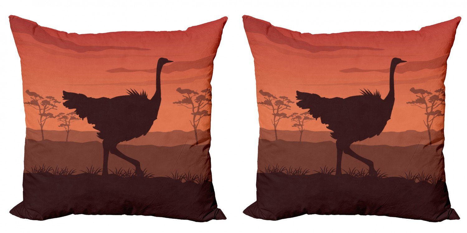 Modern Strauß Abakuhaus Bird Wild Stück), Sunset Silhouette Accent (2 Kissenbezüge Doppelseitiger Digitaldruck,