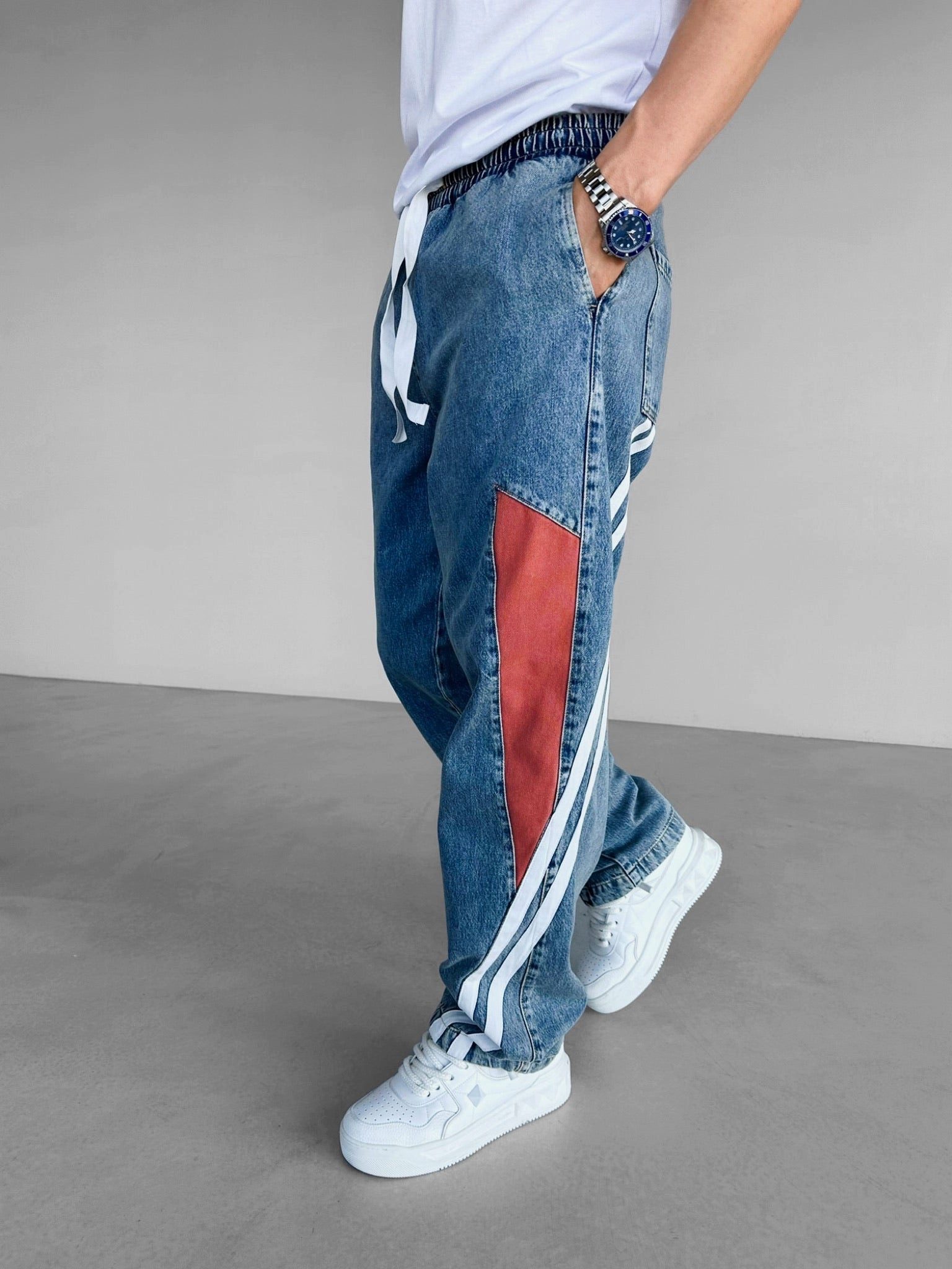 Abluka Bequeme Jeans VINTAGE STRIPED TRACK JEANS BLUE