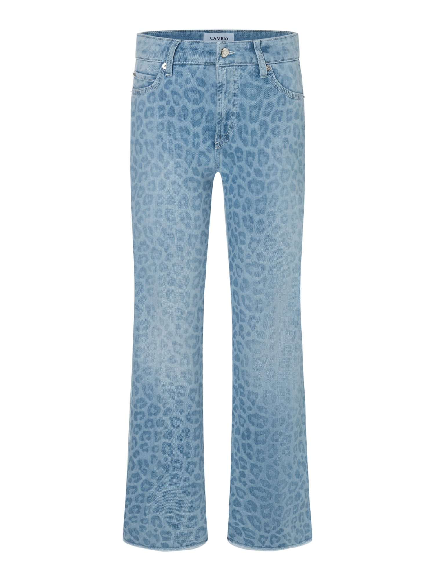 Cambio Stretch-Hose blau, Casual, Baumwolle, Animalprint, Regular Fit, Mittel