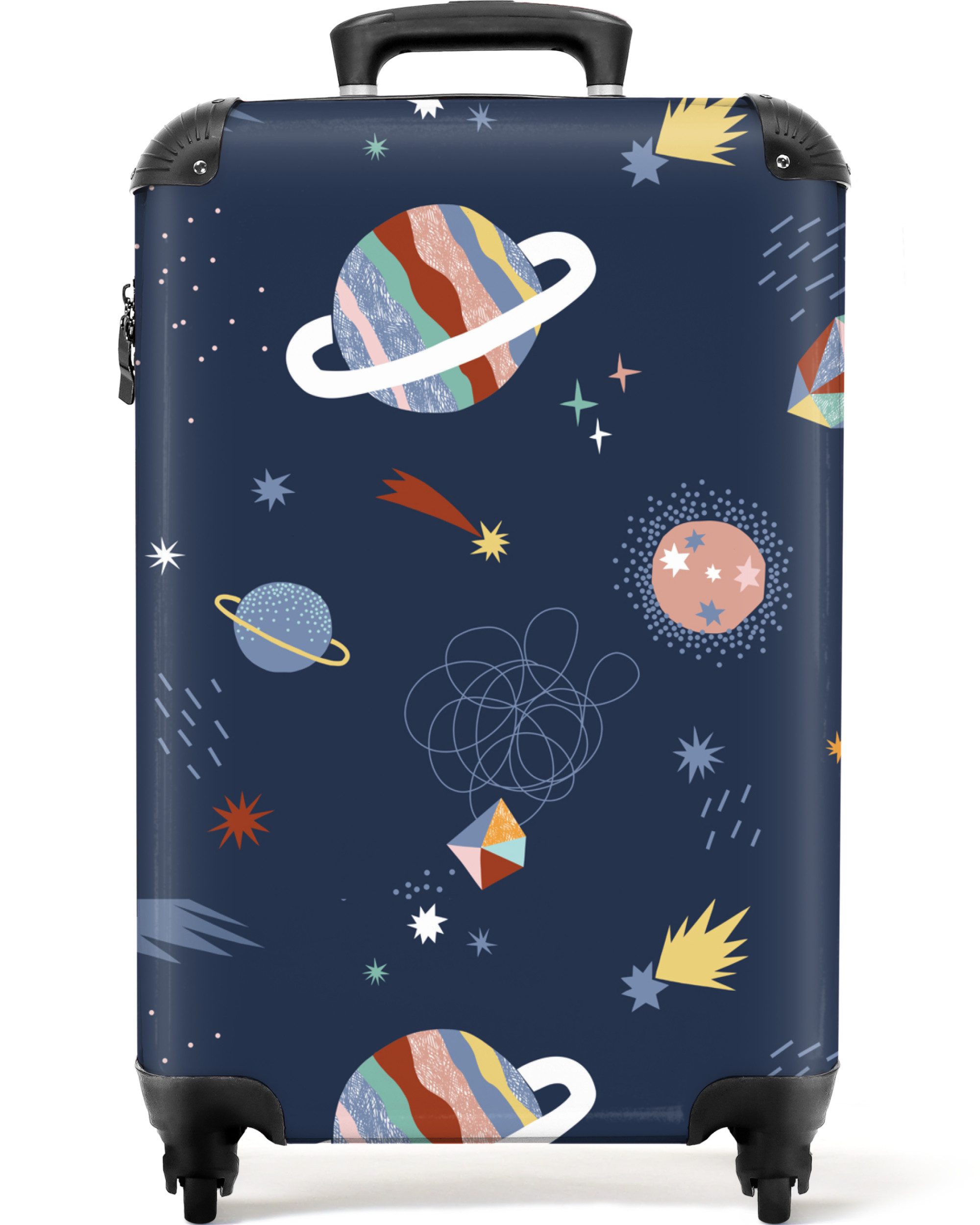 NoBoringSuitcases.com© Kinderkoffer Weltraum - Planeten - Kinder - Jungen 55x35x20cm, 4 Rollen, Handgepäck Koffer, Hartschalenkoffer Kinder, Reisekoffer Jungen