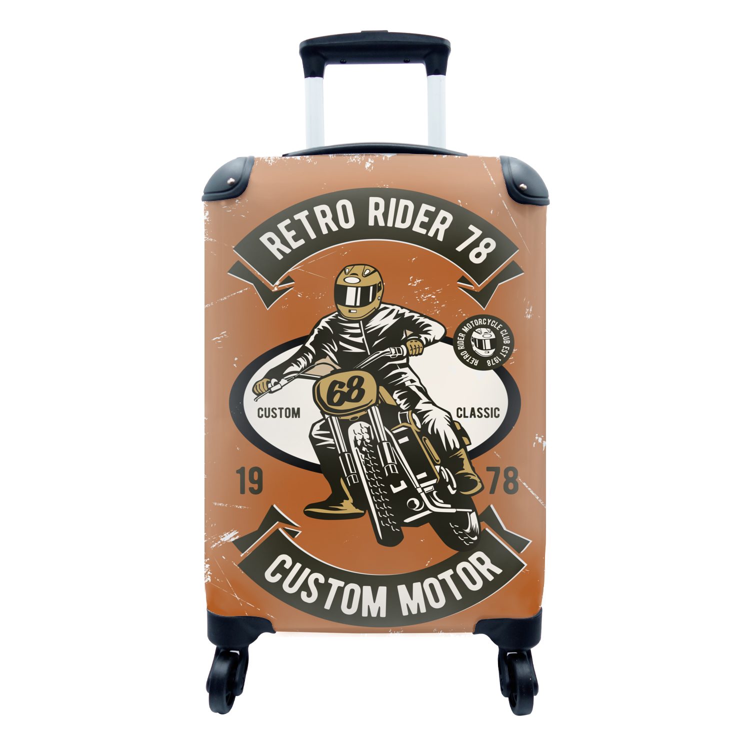MuchoWow Handgepäckkoffer Motorrad - Helm - Retro - Zitat, 4 Rollen, Reisetasche mit rollen, Handgepäck für Ferien, Trolley, Reisekoffer