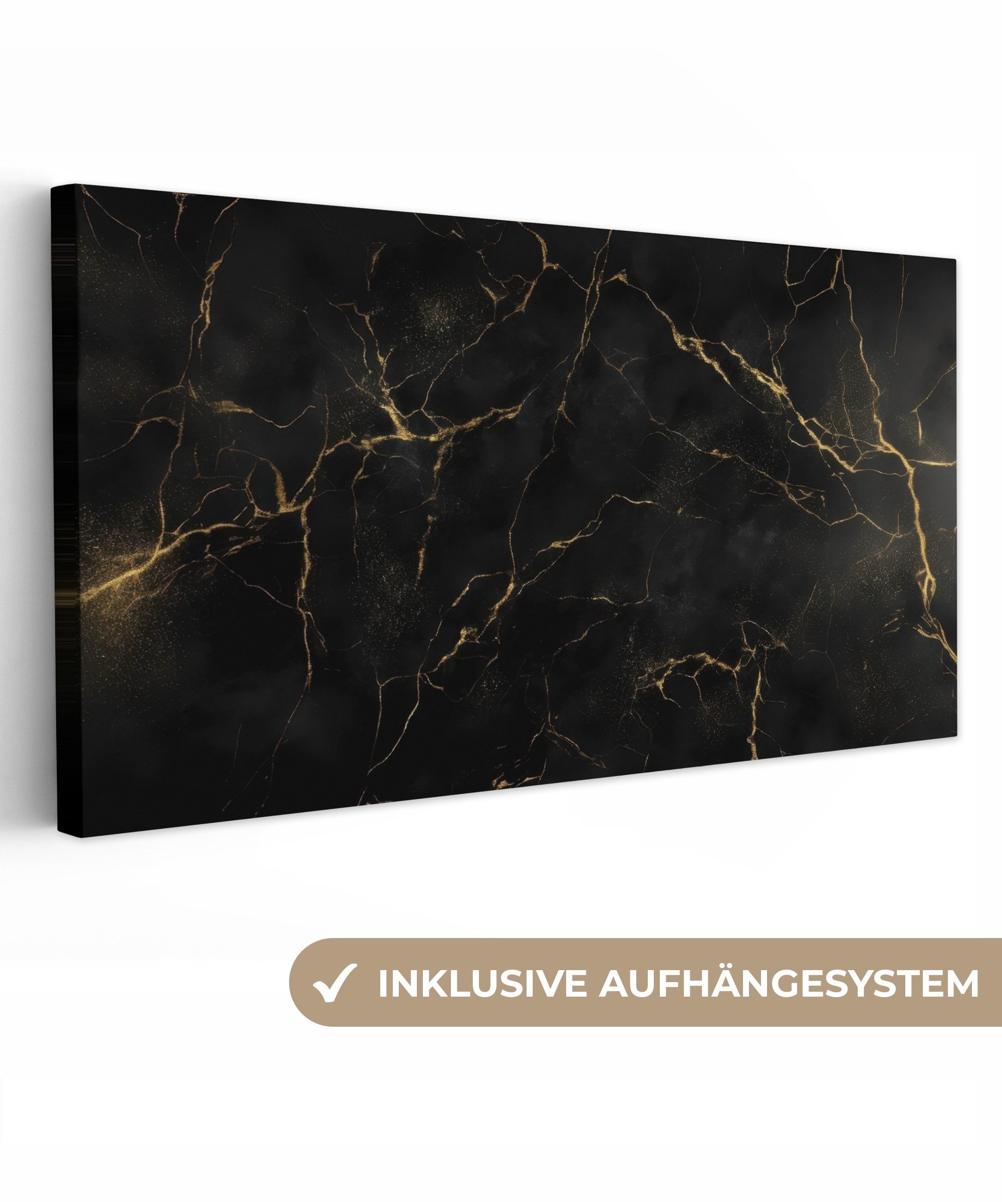 OneMillionCanvasses® Leinwandbild Panorama Schwarzer Marmor - günstig online kaufen