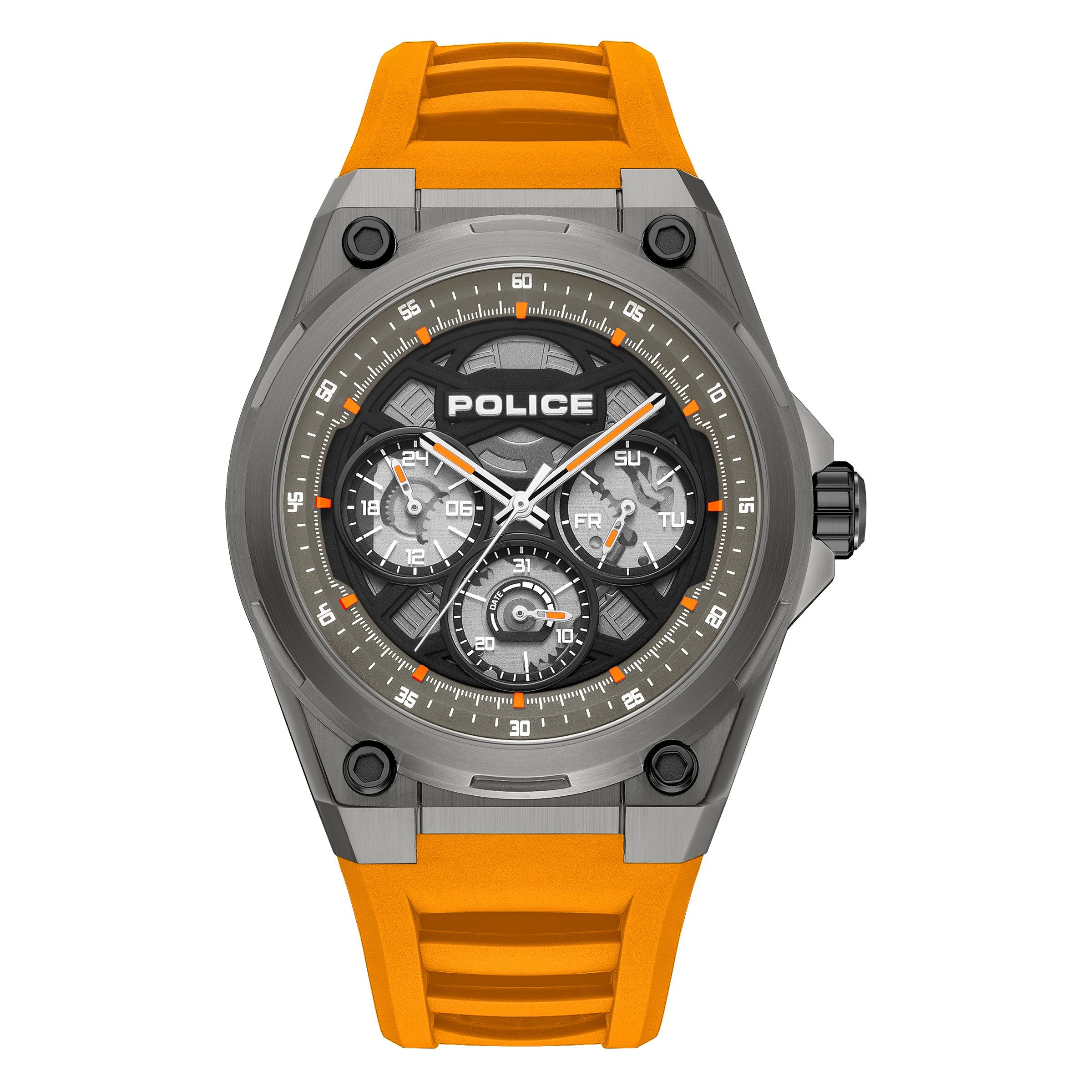 Police Quarzuhr Dominion PEWGQ0093802, Armbanduhr, Herrenuhr, Silikonarmband, analog, Tag, Wochentag