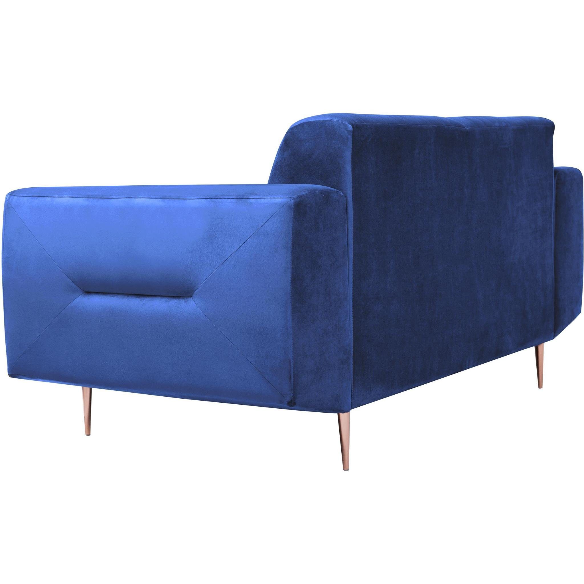 Polstergarnitur modernes 3-Sitzer Metallbeine, aus Marineblau Couchgarnituren mit im Sofa Velours Design), (Sessel 263) 2-Sitzer (solo VENEZIA, Beautysofa Sofa + +