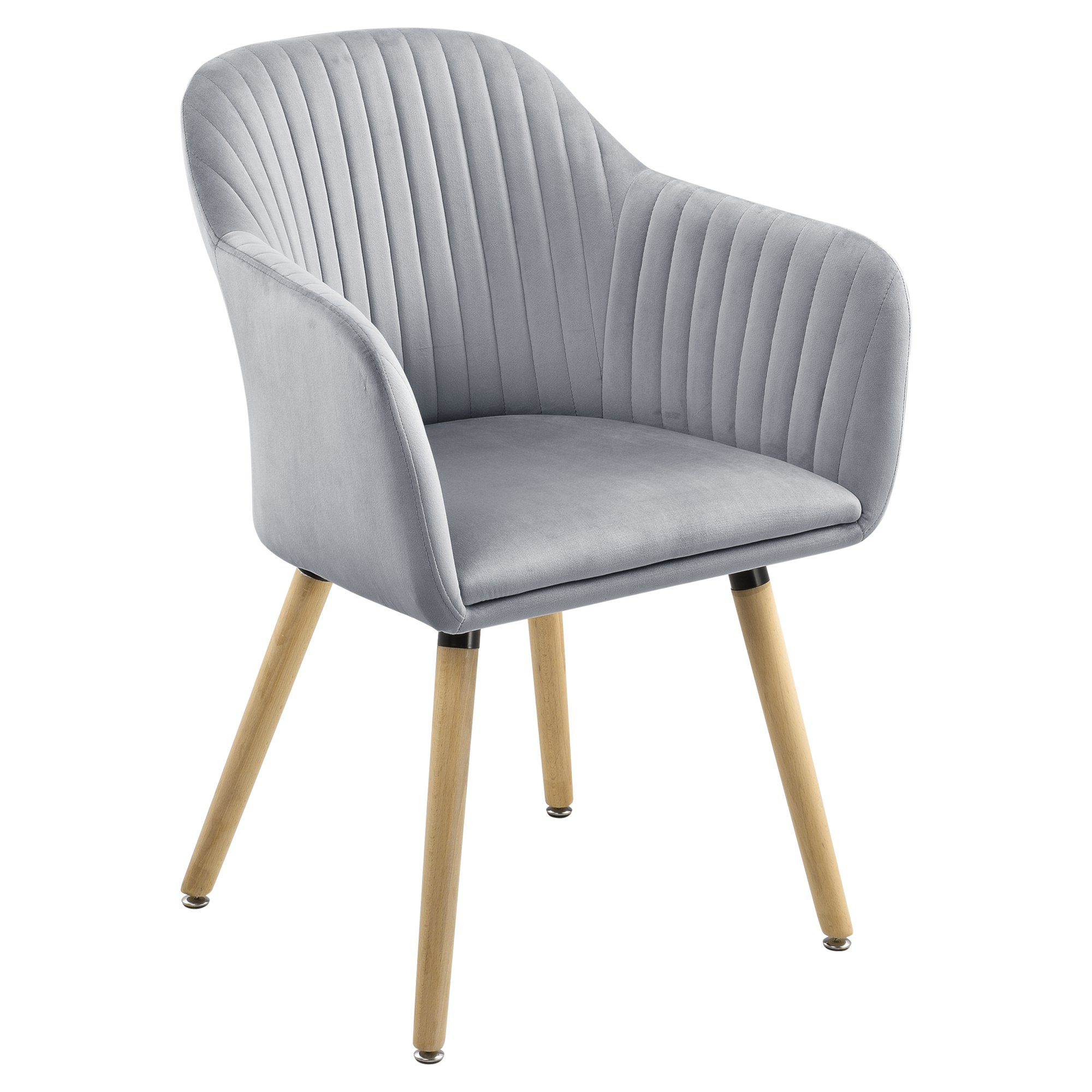 en.casa Polsterstuhl, »Dover« Esszimmerstuhl Sessel mit Armlehne Hellgrau günstig online kaufen