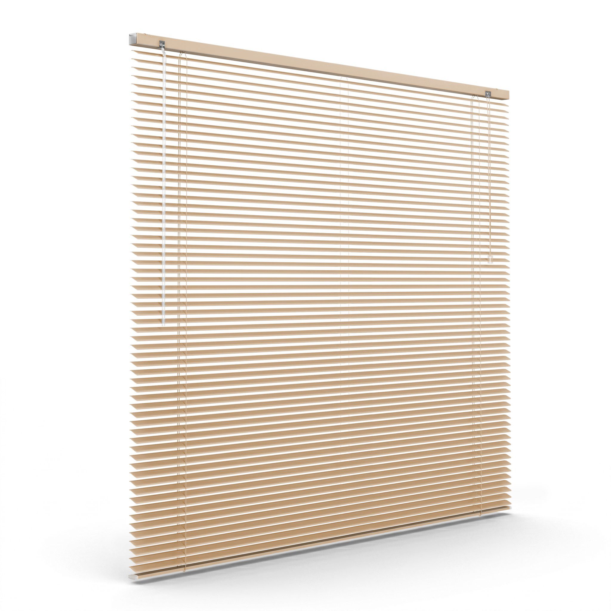 Victoria M. Jalousie LightLess Prime Aluminium-Jalousie 50x130 cm Peanutbutter-Braun matt, mit Bohren, ohne Bohren, geklemmt oder verschaubt, L Profil 25 mm Lamellen, feuchtigkeitsbeständig, verdunkelnd