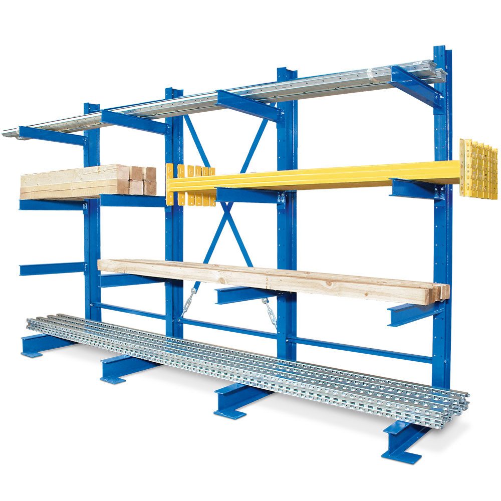 BRB-Lagertechnik Schwerlastregal Komplett-Kragarmregal mit 4 Ständern, Tragkraft 6000 Kg, LxH 3,1x2 m, Profi-Kragarmregal