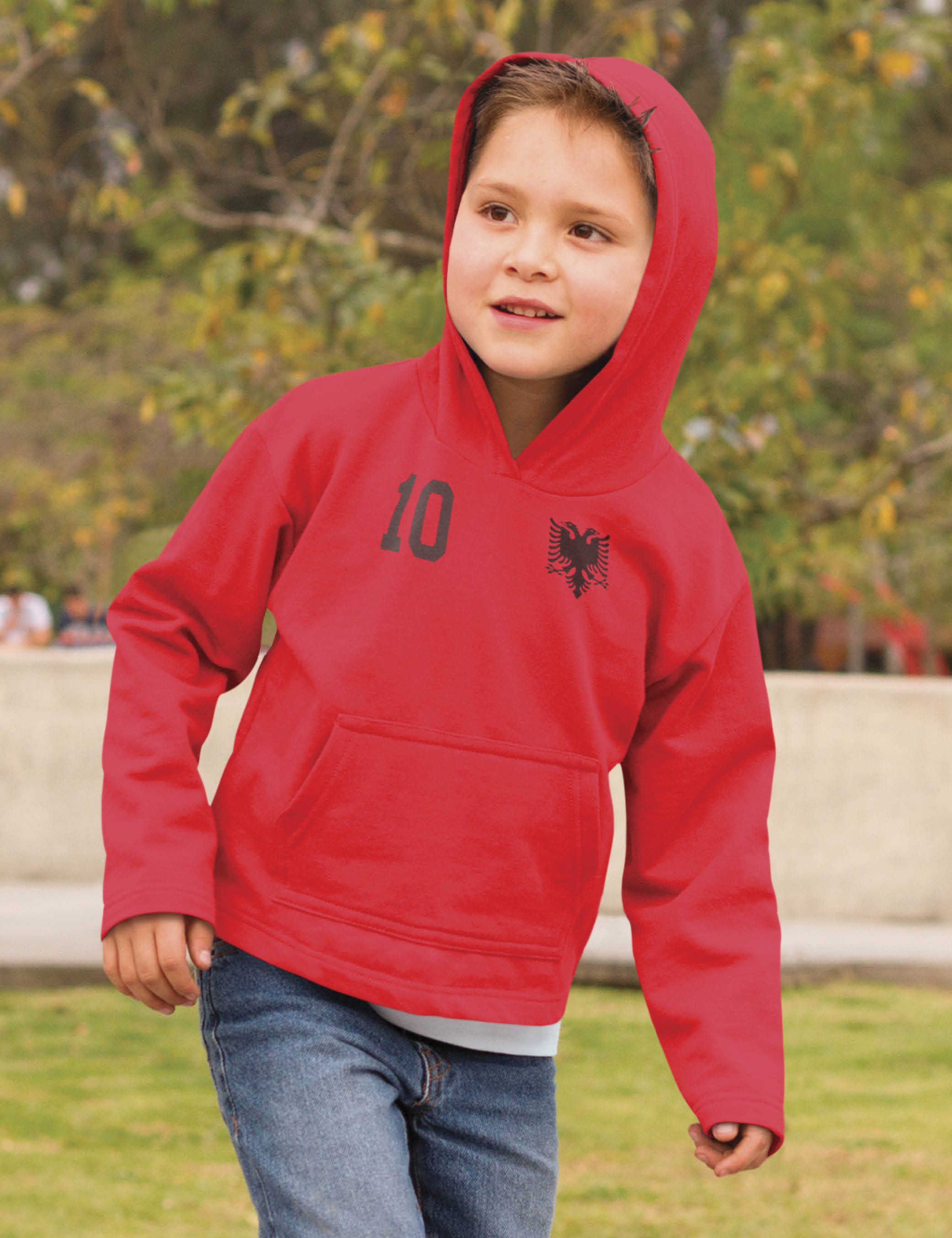 Youth Designz Kapuzenpullover Kinder Hoodie Pullover Albania Albanien Aufdruck Fußball Jungen mit stylischen Aufdruck für Jungen und Mädchen ein Statement setzen