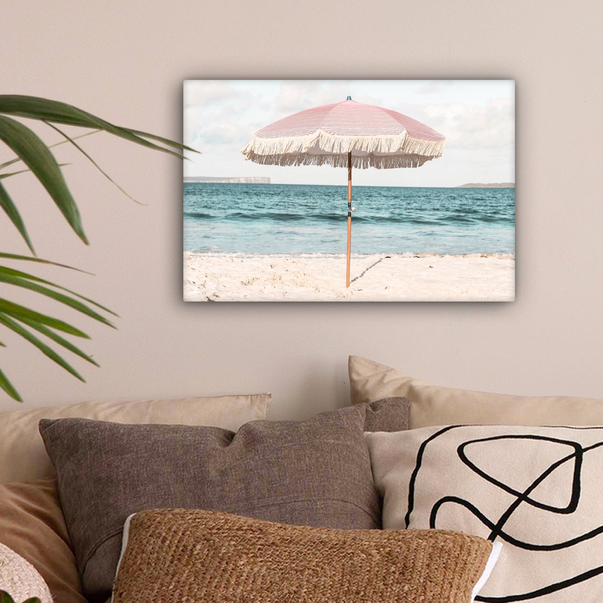 OneMillionCanvasses® Leinwandbild Sonnenschirm - Strand - günstig online kaufen