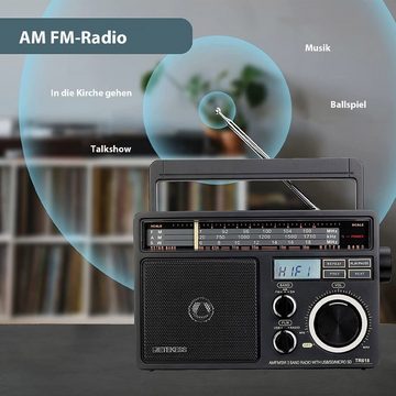 Retekess TR618 Tragbares Radio, Großem Lautsprecher, für älteren Menschen Radio (2 Arten von Stromversorgungsmodus, FM AM SW Radios, Großes Zifferblatt)