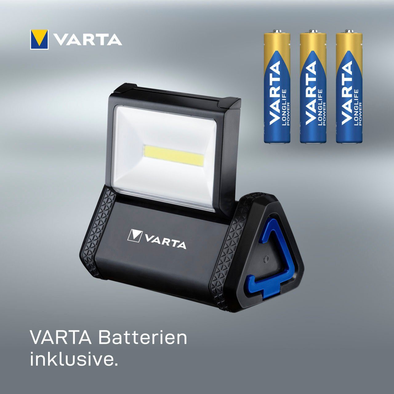 VARTA Taschenlampe WORK und FLEX (IP54) spritzwassergeschützt Leuchte für ist AREA LIGHT 4-St), stoßfest Falltest) (Set, Arbeiten, Die (2m freihändiges für Werkzeugkästen,Befestigungsmöglichkeiten