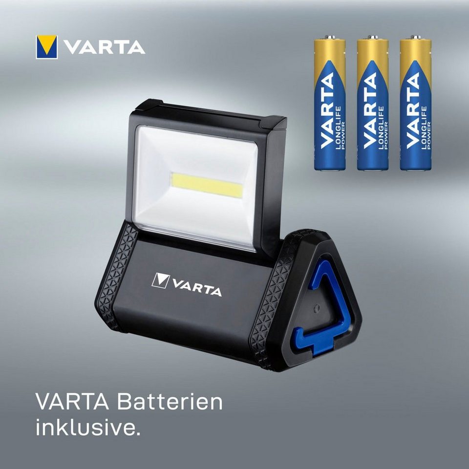 VARTA Taschenlampe WORK FLEX AREA LIGHT (Set, 4-St), für  Werkzeugkästen,Befestigungsmöglichkeiten für freihändiges Arbeiten, Die  Leuchte ist stoßfest (2m Falltest) und spritzwassergeschützt (IP54)
