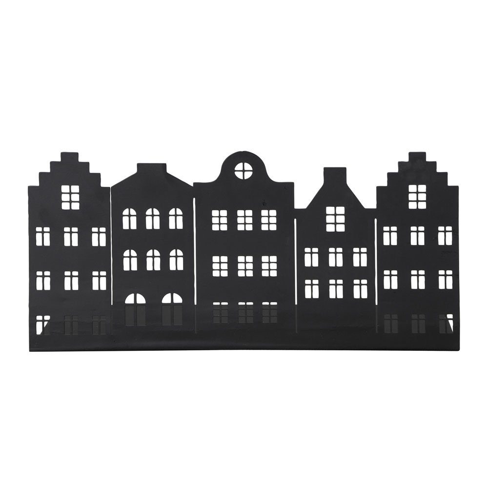 Dekoobjekt Häuserleiste TOWN schwarz L38cm Dekoleiste mit Häusern aus Metall Haus