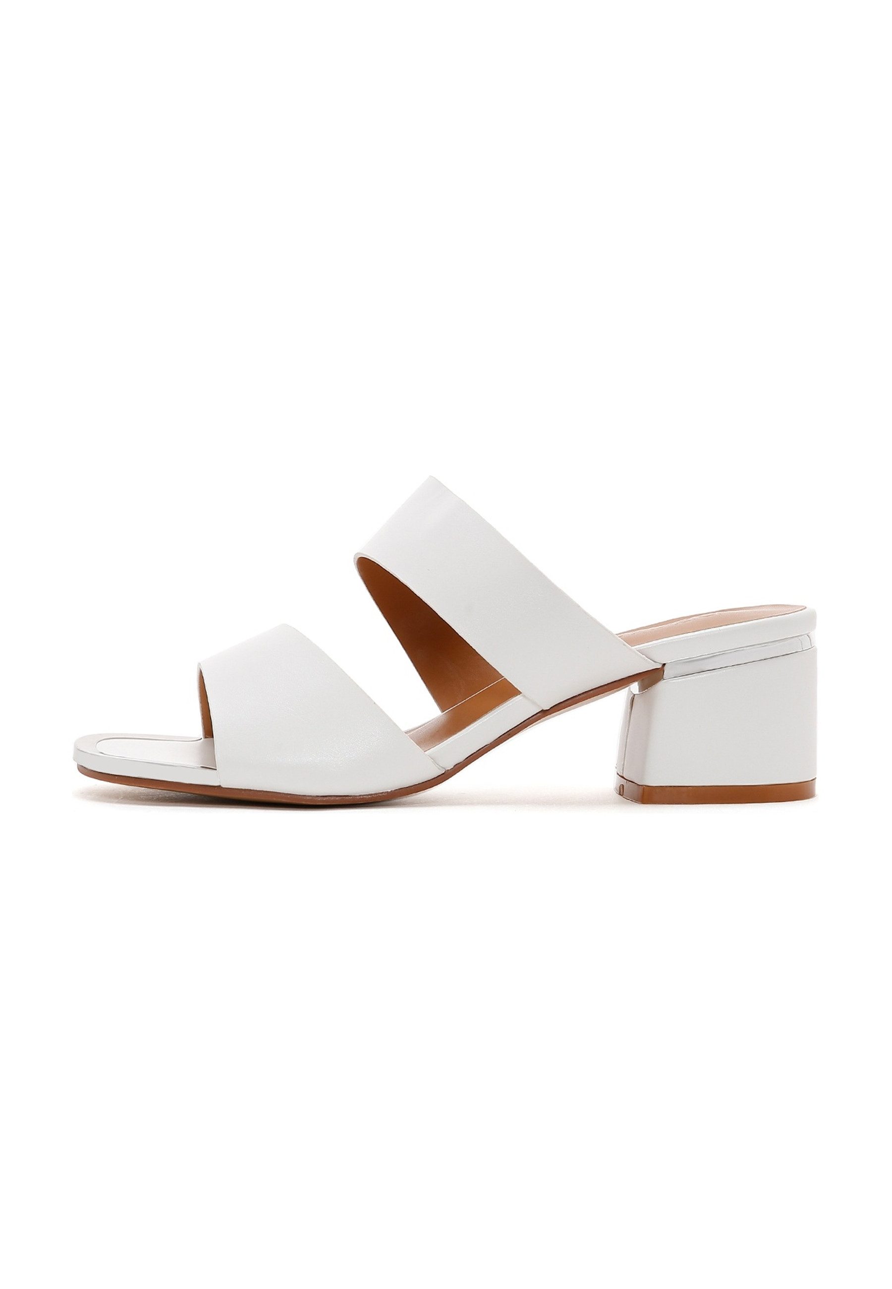Derimod Mules aus Kunstleder mit mittelhohem Absatz Mules Kunstleder, Slip-on-Passform, Blockabsatz, Metallic-Detail