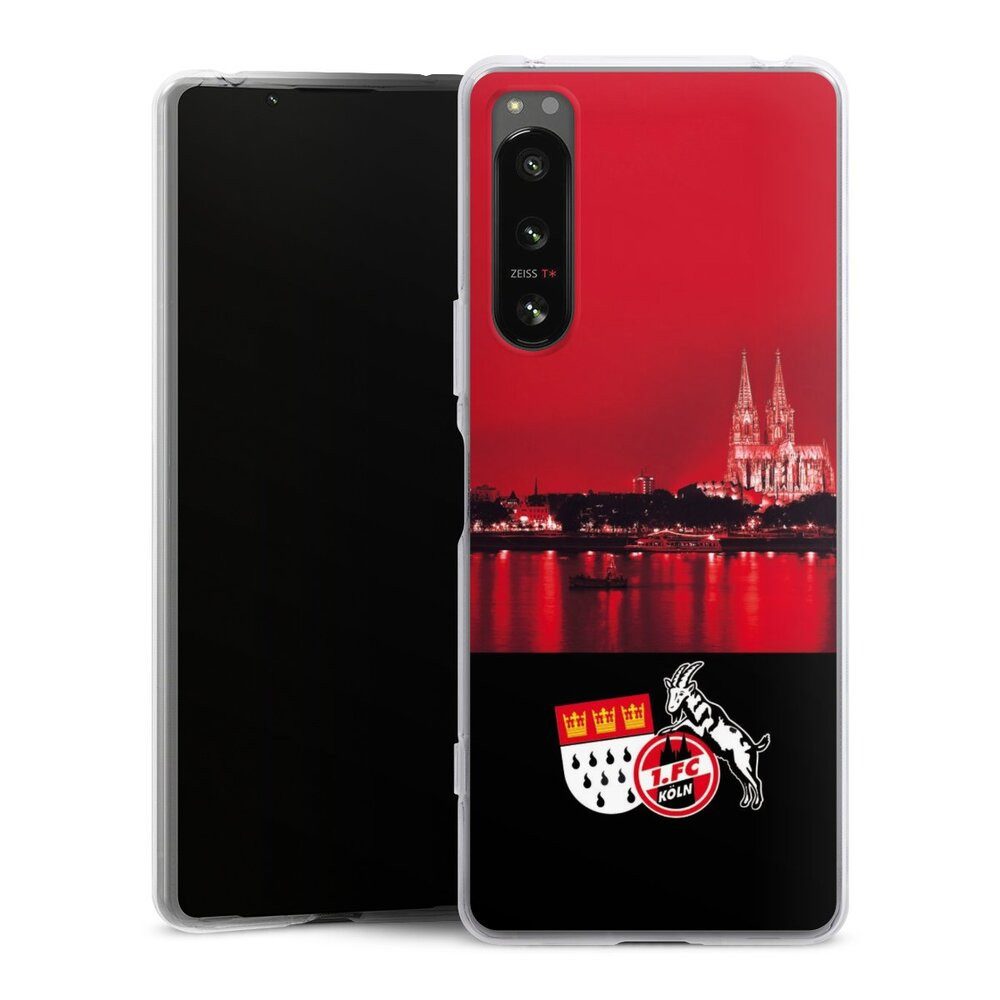 DeinDesign Handyhülle Skyline 1. FC Köln Offizielles Lizenzprodukt Skyline Köln Rot, Sony Xperia 5 IV Silikon Hülle Bumper Case Handy Schutzhülle