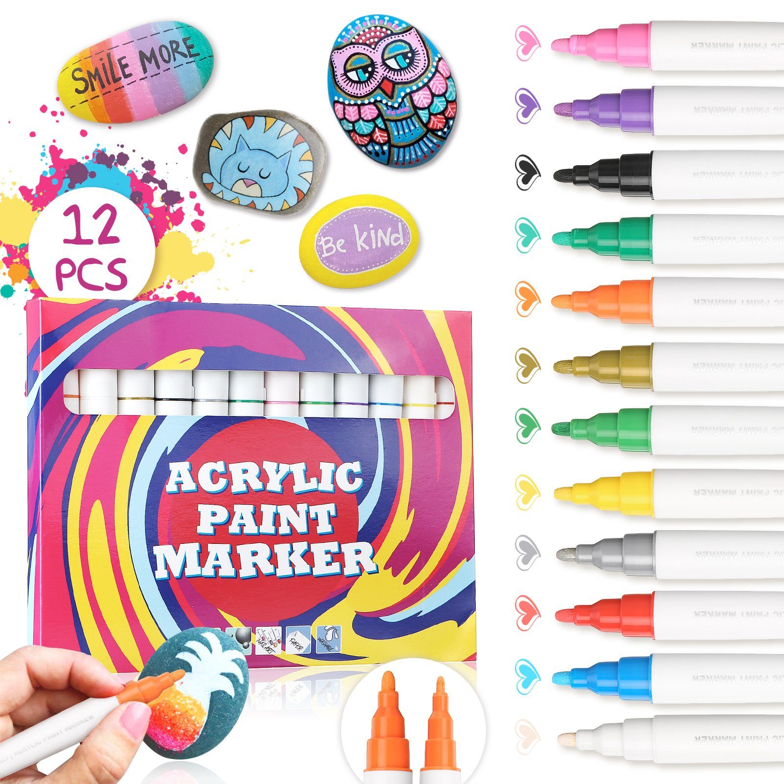 Hochwertige Filzstift Premium Stifte, Kreatives 36-teiliges Set, JOSEKO Acryl-Stifte Acrylzeichnen! Riesiges