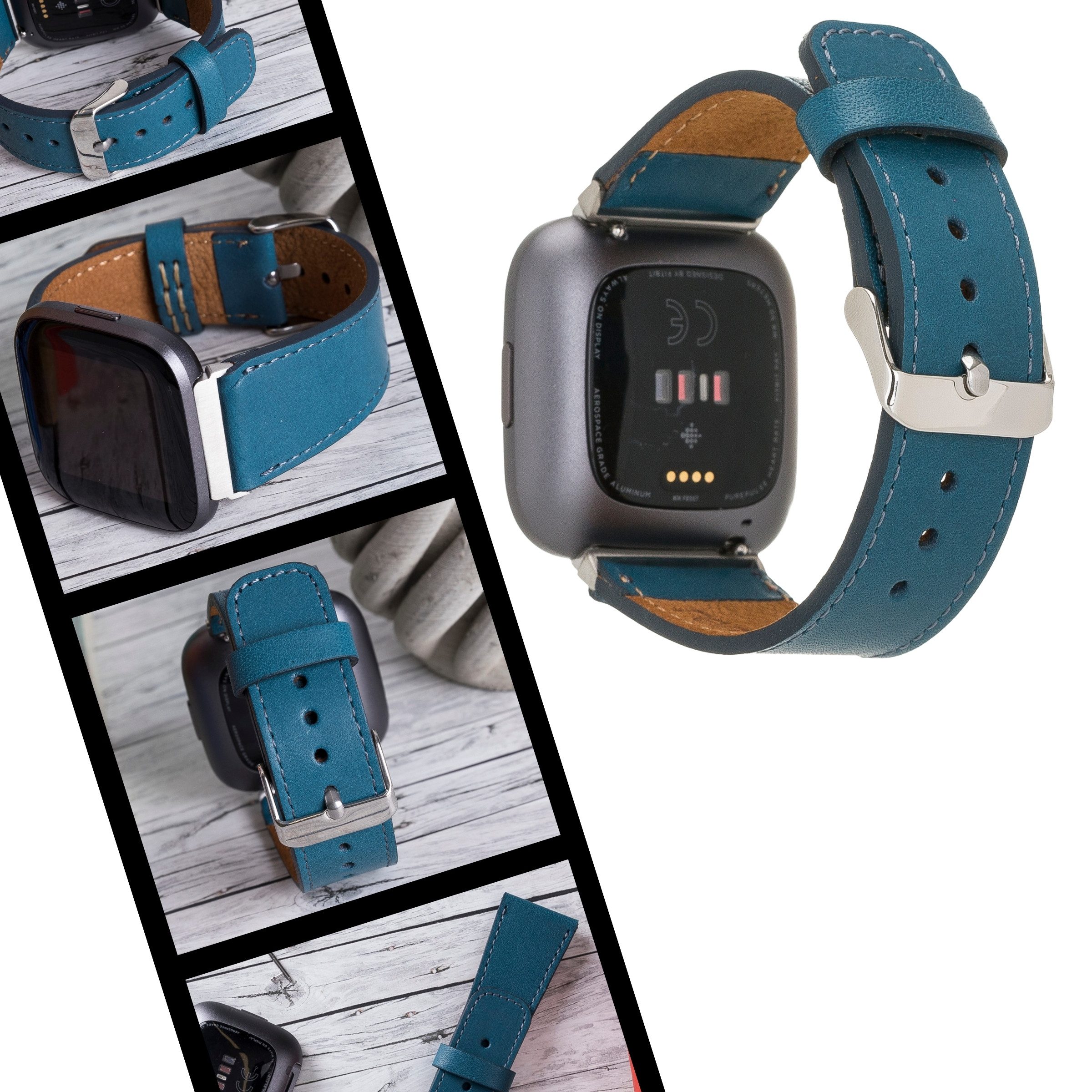 Renna Leather Smartwatch-Armband Echtleder Armband für Fitbit Versa 4 / 3 / Sense 2 / Sense