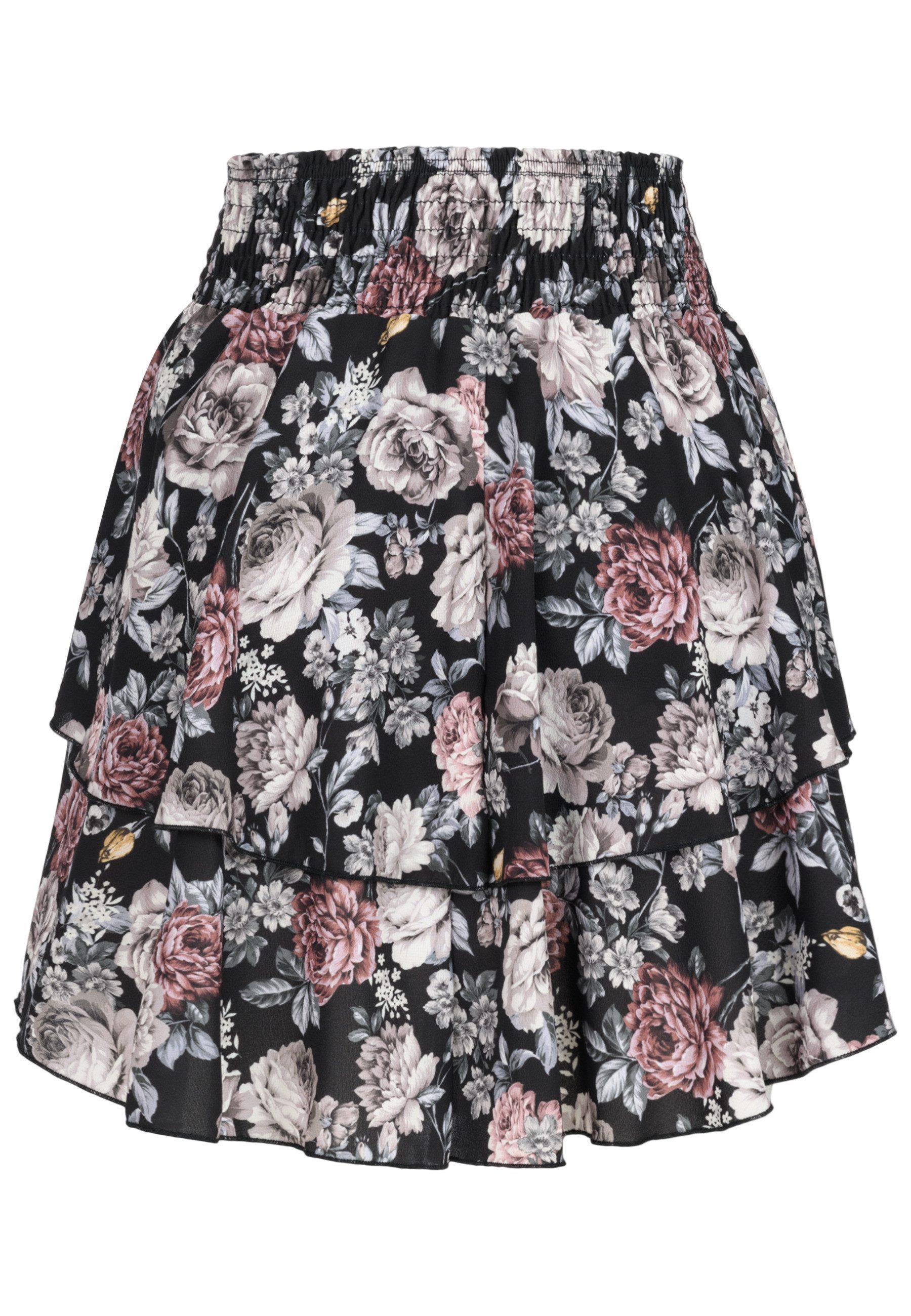 CLOUD 5IVE Sommerrock CLOUD 5IVE Tiered Mini Skirt wit flower aop (1-tlg)