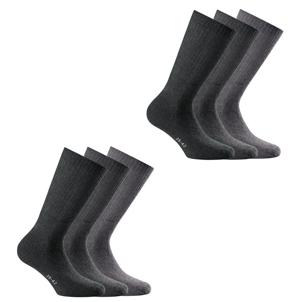 Rohner Socks Sportsocken Basic - Socken, Sport Unisex Pack Hellgrau/Grau/Dunkelgrau Sport 6er