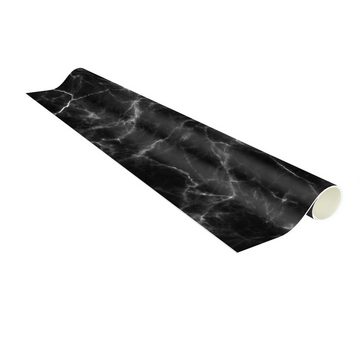 Teppich Vinyl Wohnzimmer Schlafzimmer Flur Küche 3D Steinoptik, Bilderdepot24, rechteckig - schwarz glatt, nass wischbar (Küche, Tierhaare) - Saugroboter & Bodenheizung geeignet