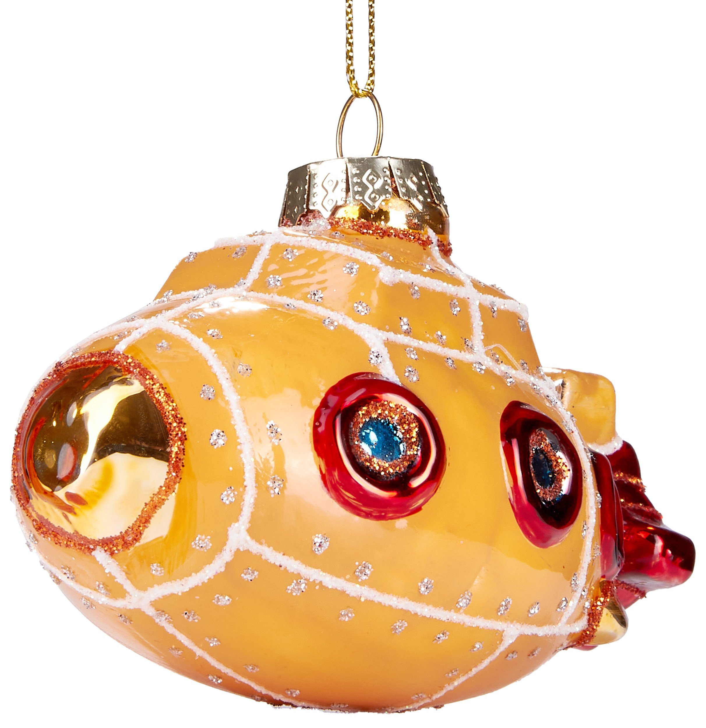 Baumkugel Glas, handbemalt, Rot, Mundgeblasene lustige cm - U-Boot BRUBAKER Weihnachtsdekoration Christbaumschmuck Gelb Weihnachtskugel 10.5 aus maritime