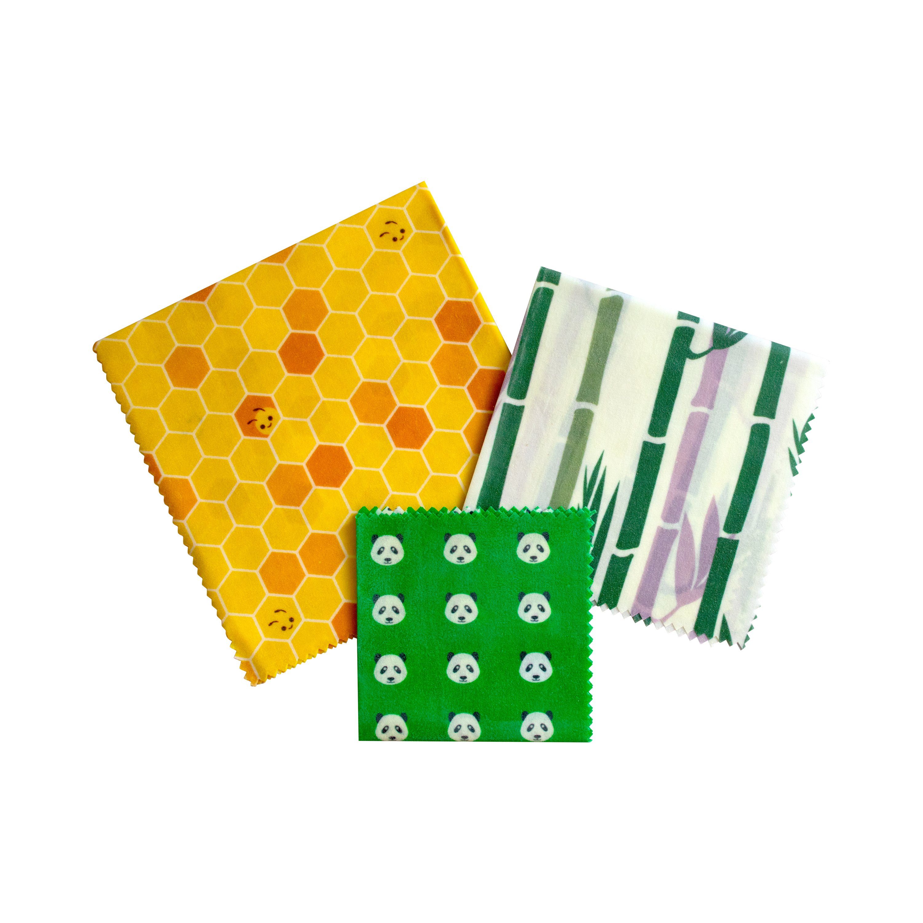 pandoo Bienenwachstücher Bienenwachstücher Starter Set (3 Größen), 3-tlg., wiederverwendbar, nachhaltig