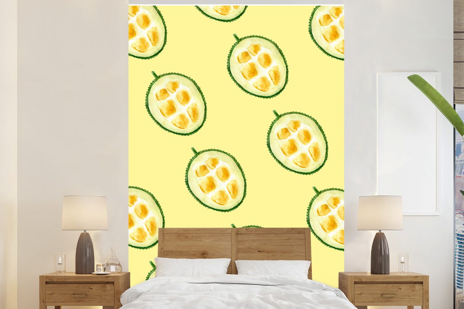(3 Zitrusfrüchte Matt, St), - Vinyl Wohnzimmer, - Muster, Fototapete Obst Wandtapete für Tapete Montagefertig bedruckt, MuchoWow