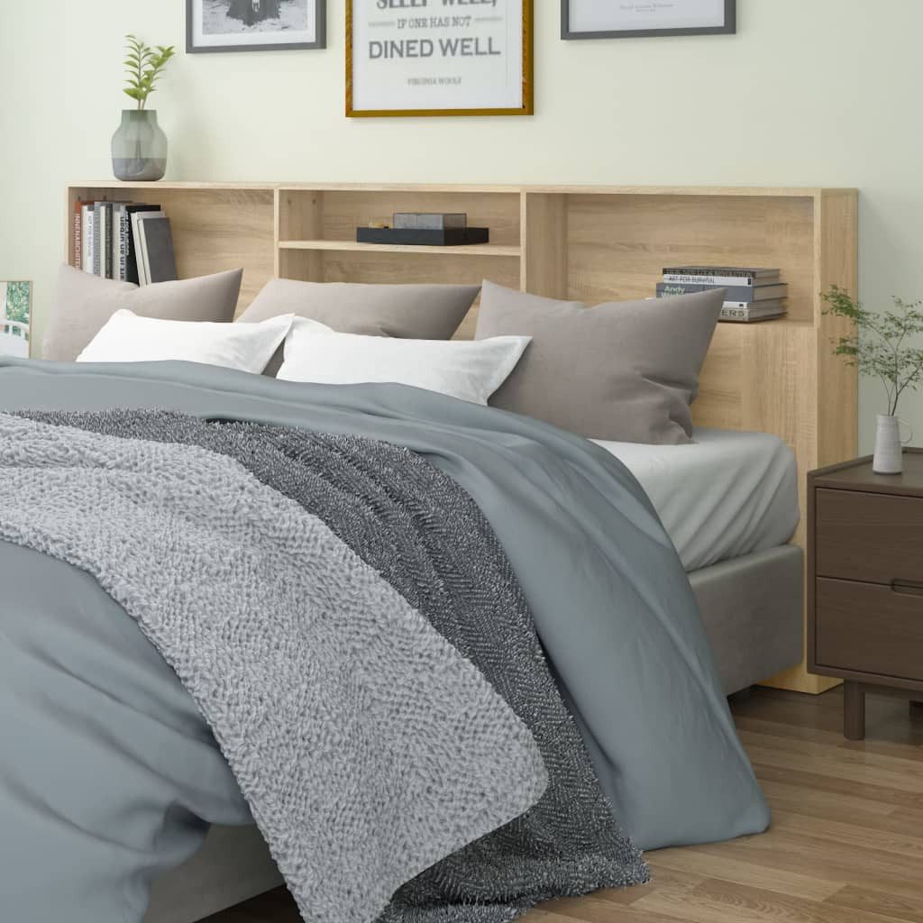 vidaXL Bett Kopfteil mit Ablagen Sonoma-Eiche 220x19x103,5 cm (1-tlg)