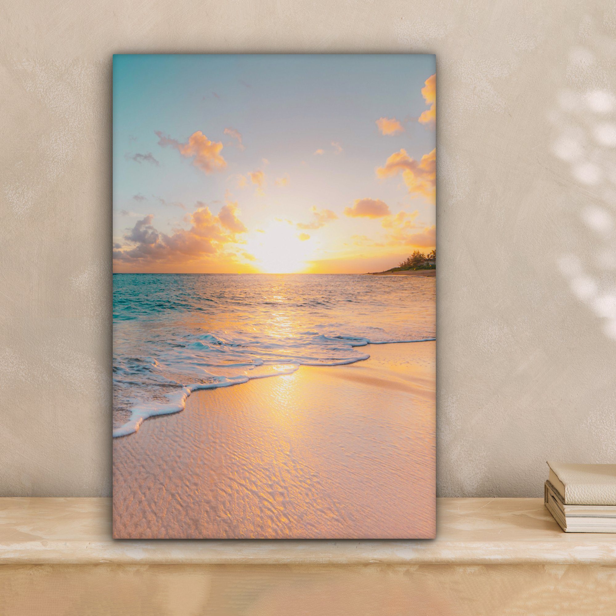 OneMillionCanvasses® Leinwandbild Sonnenuntergang - Strand - günstig online kaufen