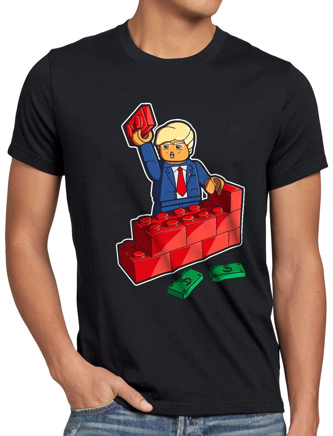 style3 TShirt Baustein Präsident usa vereinigte staaten mauer donald