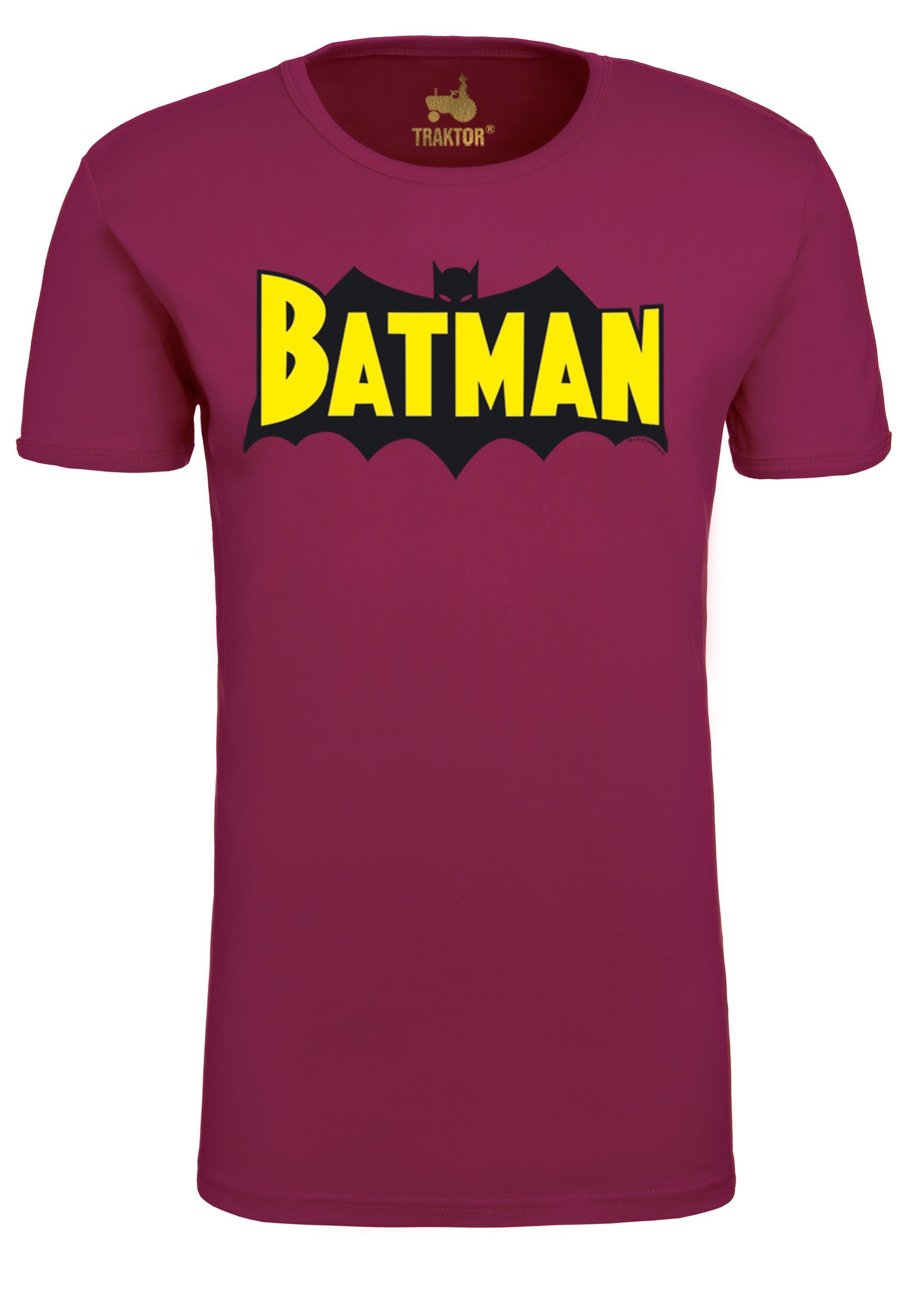 LOGOSHIRT T-Shirt Superhelden-Print bordeaux trendigem mit Batman Wings