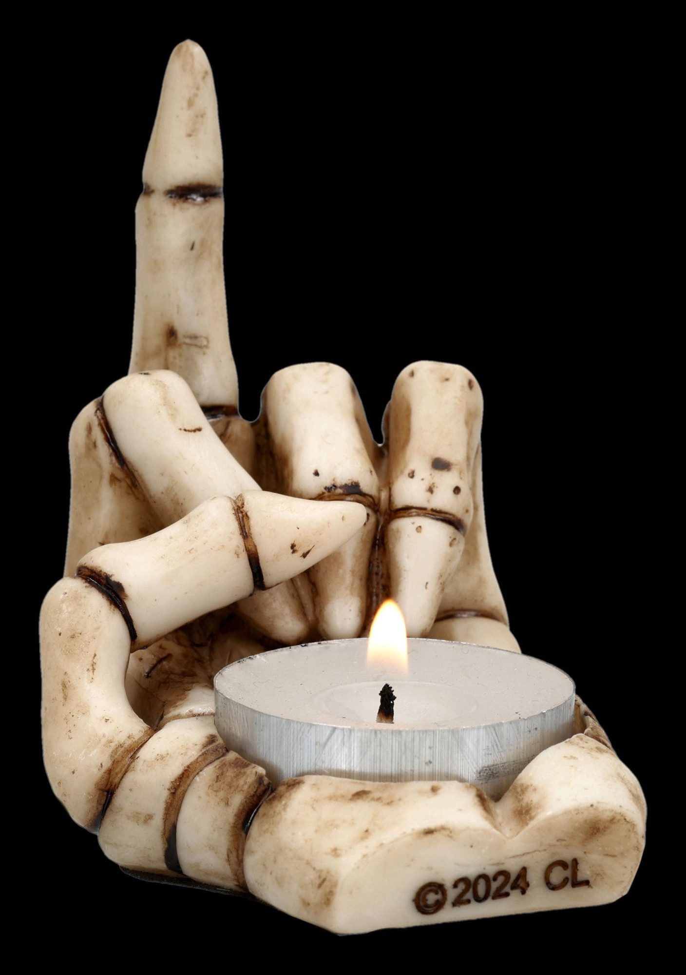 Figuren Shop GmbH Teelichthalter Skelett Hand Teelichthalter – Gothic Kerzenhalter Final Gesture Deko