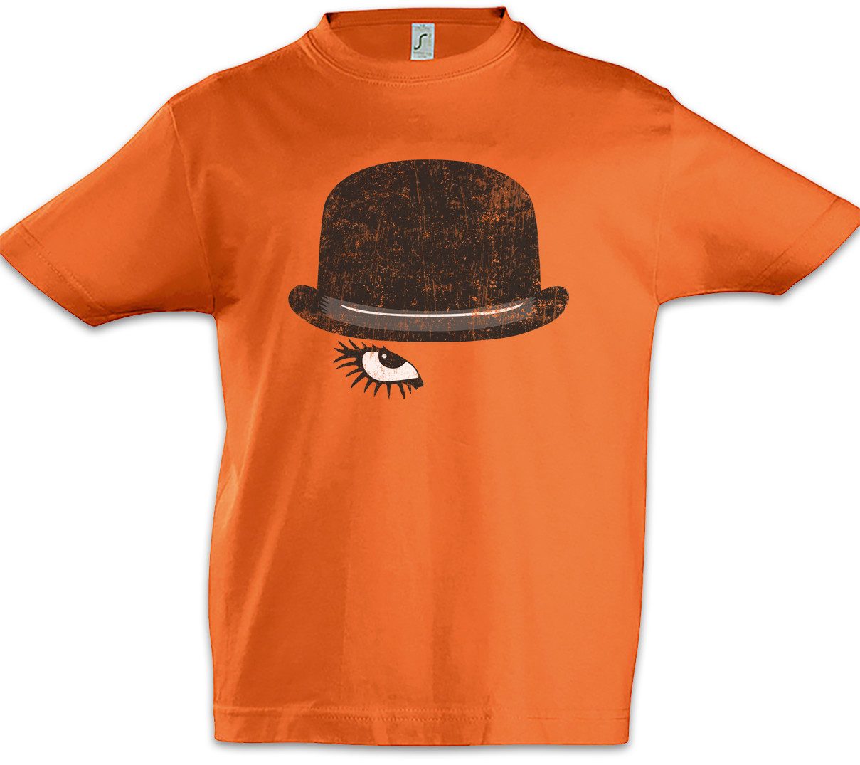 Print-Shirt Alex Eye Kinder T-Shirt A Uhrwerk Clockwork Droog Alex Orange