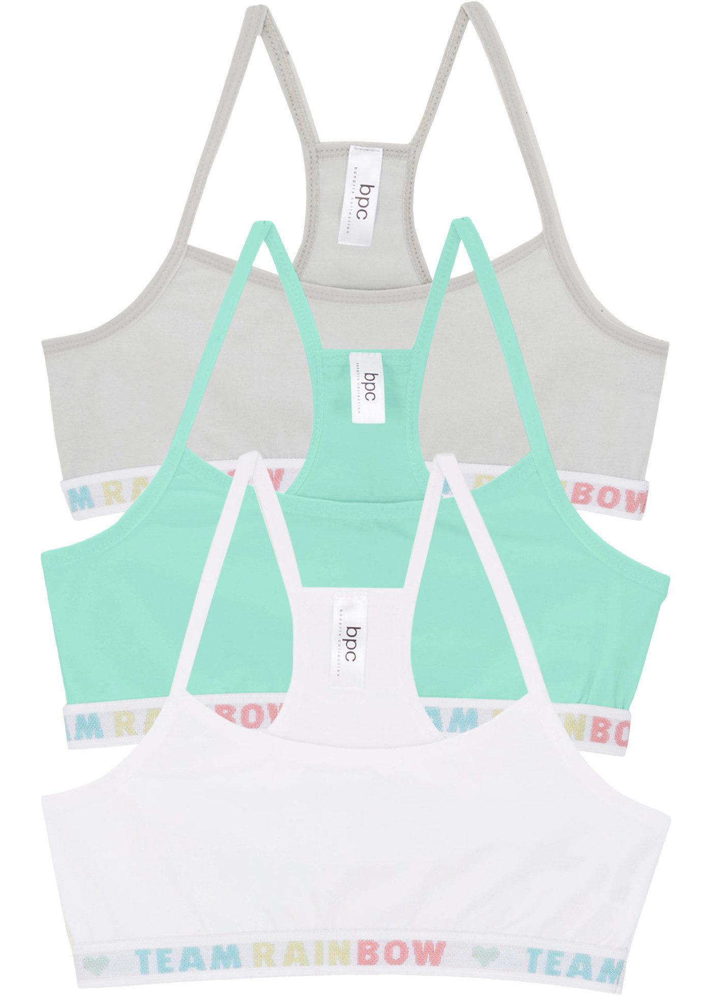bonprix Bustier (Packung, 3er) aus Baumwolle und Elasthan, 3er-Pack, mit auffälligem Schriftzug