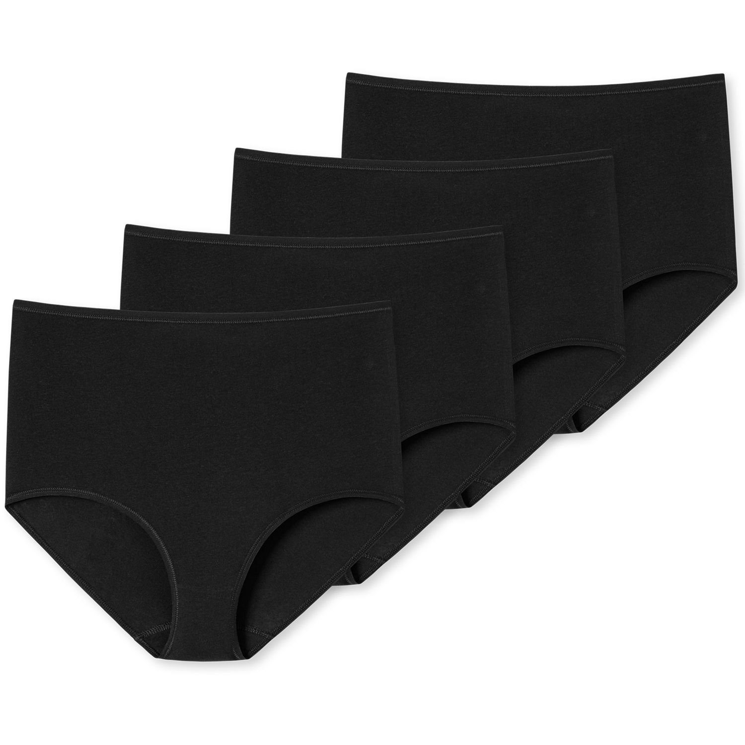 Schiesser Maxislip (4-St) mit flachen Nähten, softer schmaler Bund im 4er Pack Schwarz