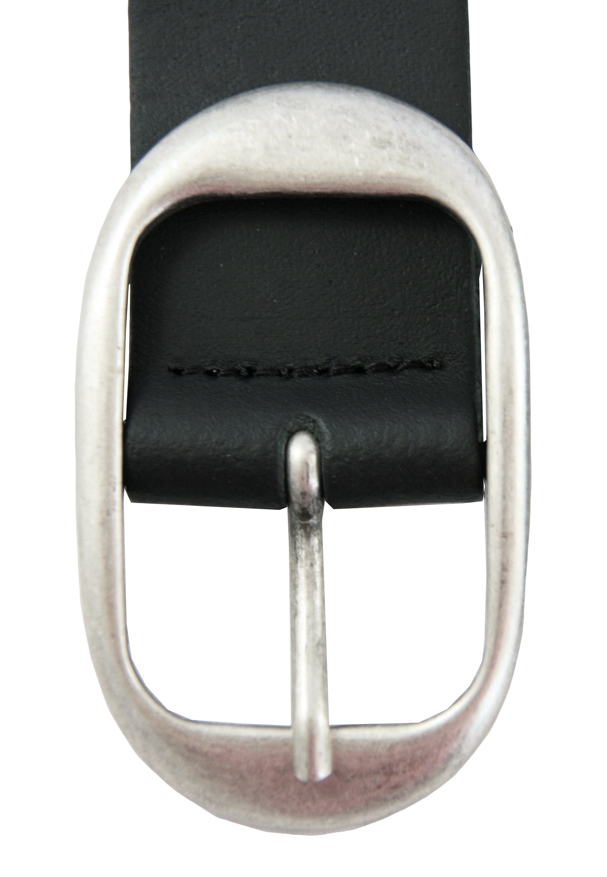 Petrol Industries Ledergürtel ovaler Schließe schwarz mit