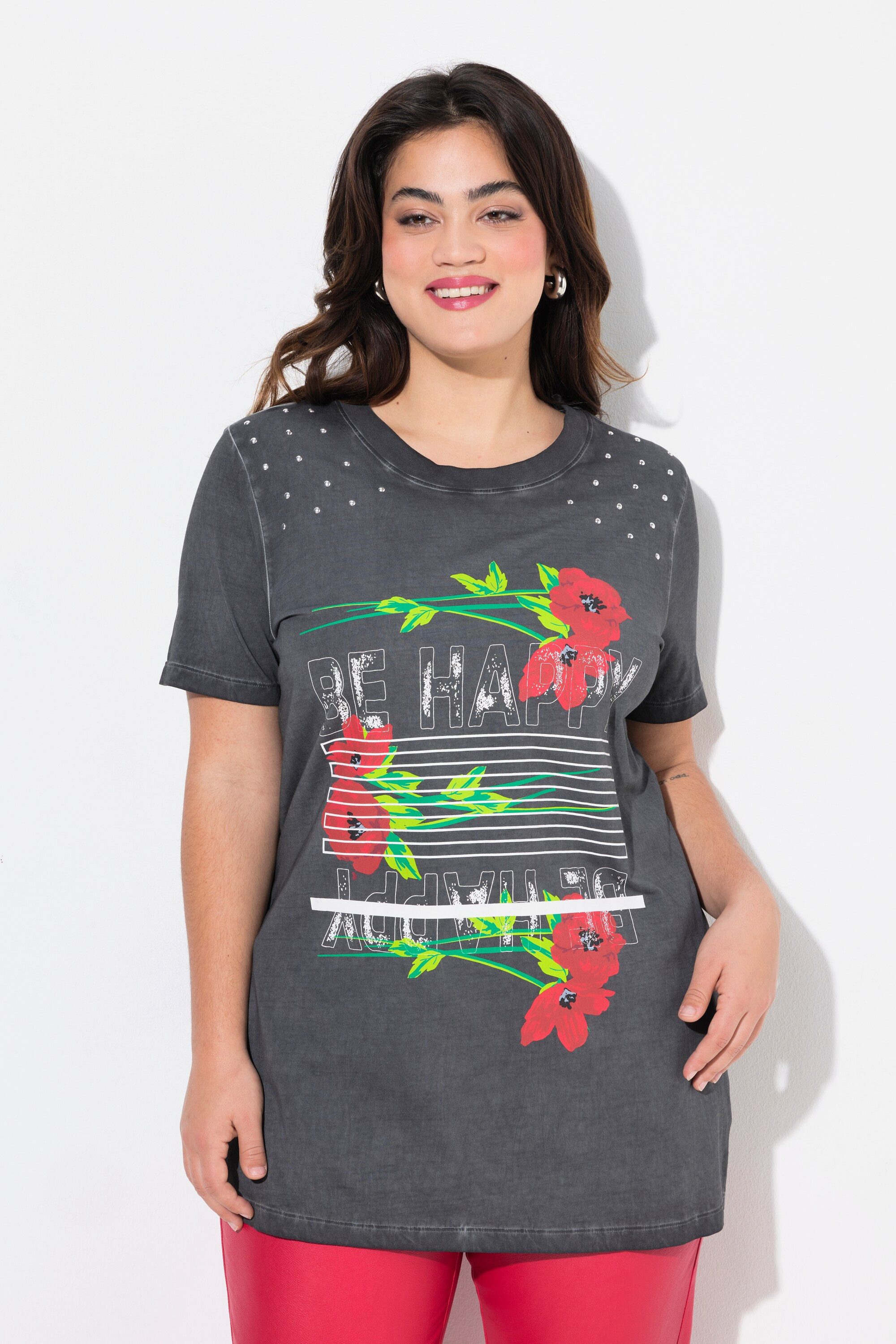 T-Shirt T-Shirt Straight Fit Blume und Statement