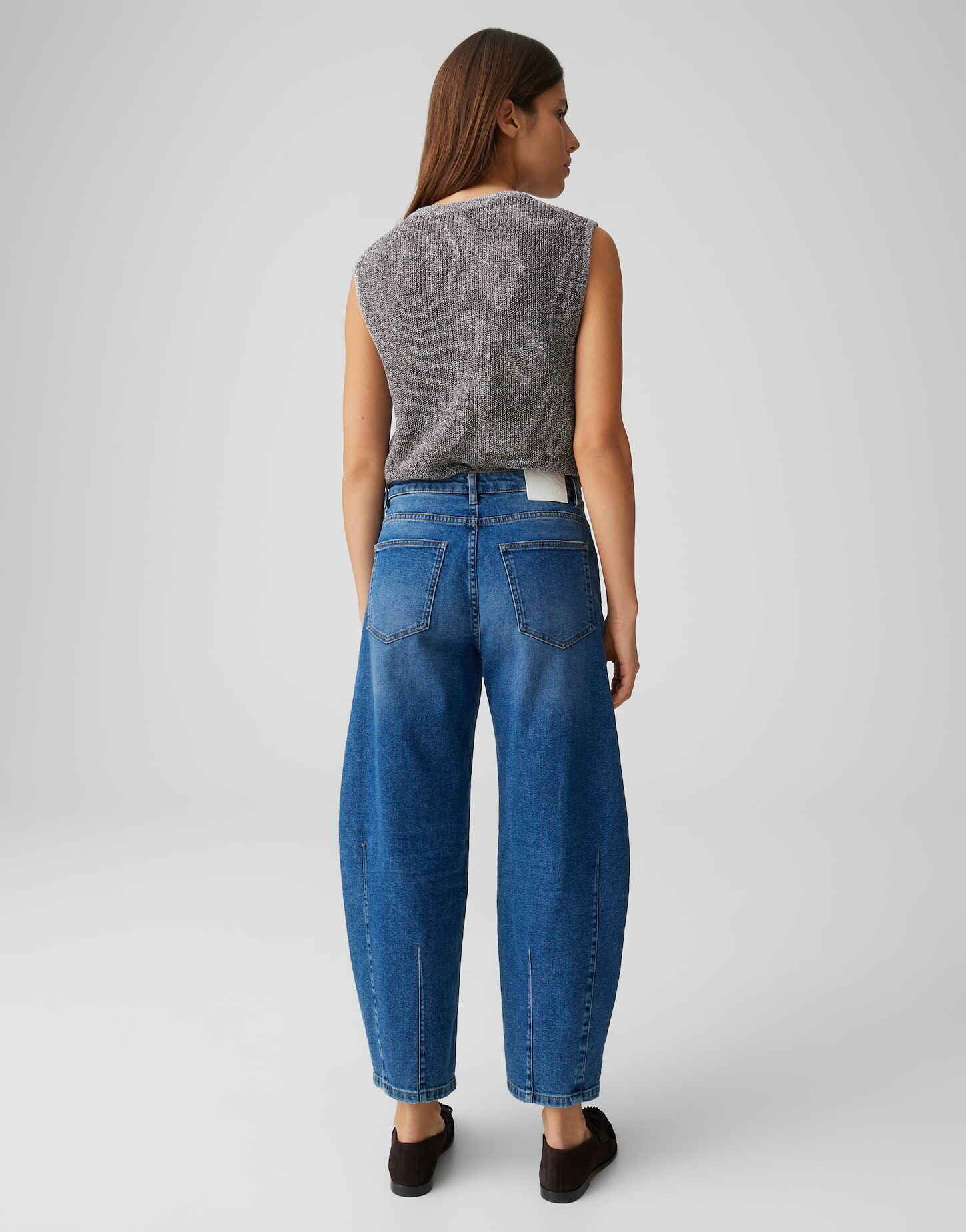 OPUS Relax-fit-Jeans Barrel Jeans aus Dry Indigo® Mid Rise Formstabil, verdeckter Zip-Fly, Abnäher am Saum