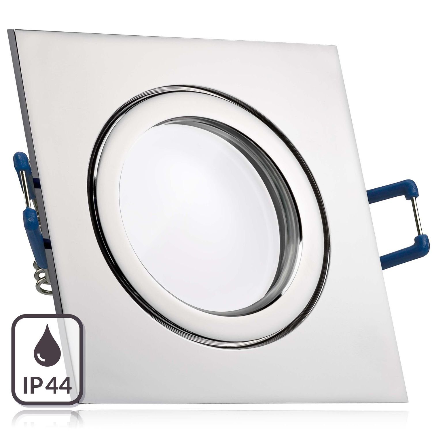 LED LEDANDO chrom Einbaustrahler in IP44 Set Leuchtmittel Einbaustrahler 5W LED v extra mit flach
