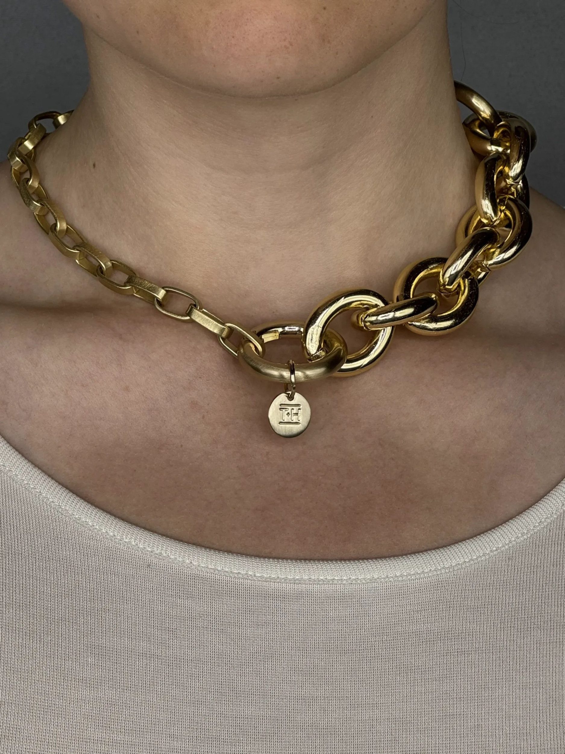 TOM+HATTY Gliederkette - goldene Halskette - Gliederkette vergoldet - Halskette Gold