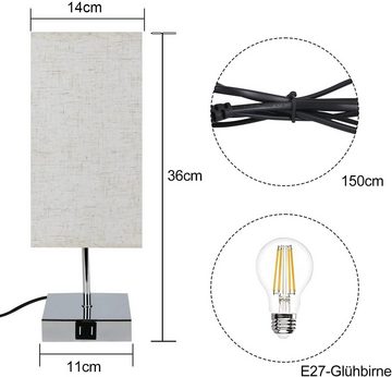 ZMH Tischleuchte Touch dimmbar Retro Nachtlicht E27, Touch-dimmbar, E27 Leuchtmittel mit geliefert, warmweiß, 1er Set, Chrom