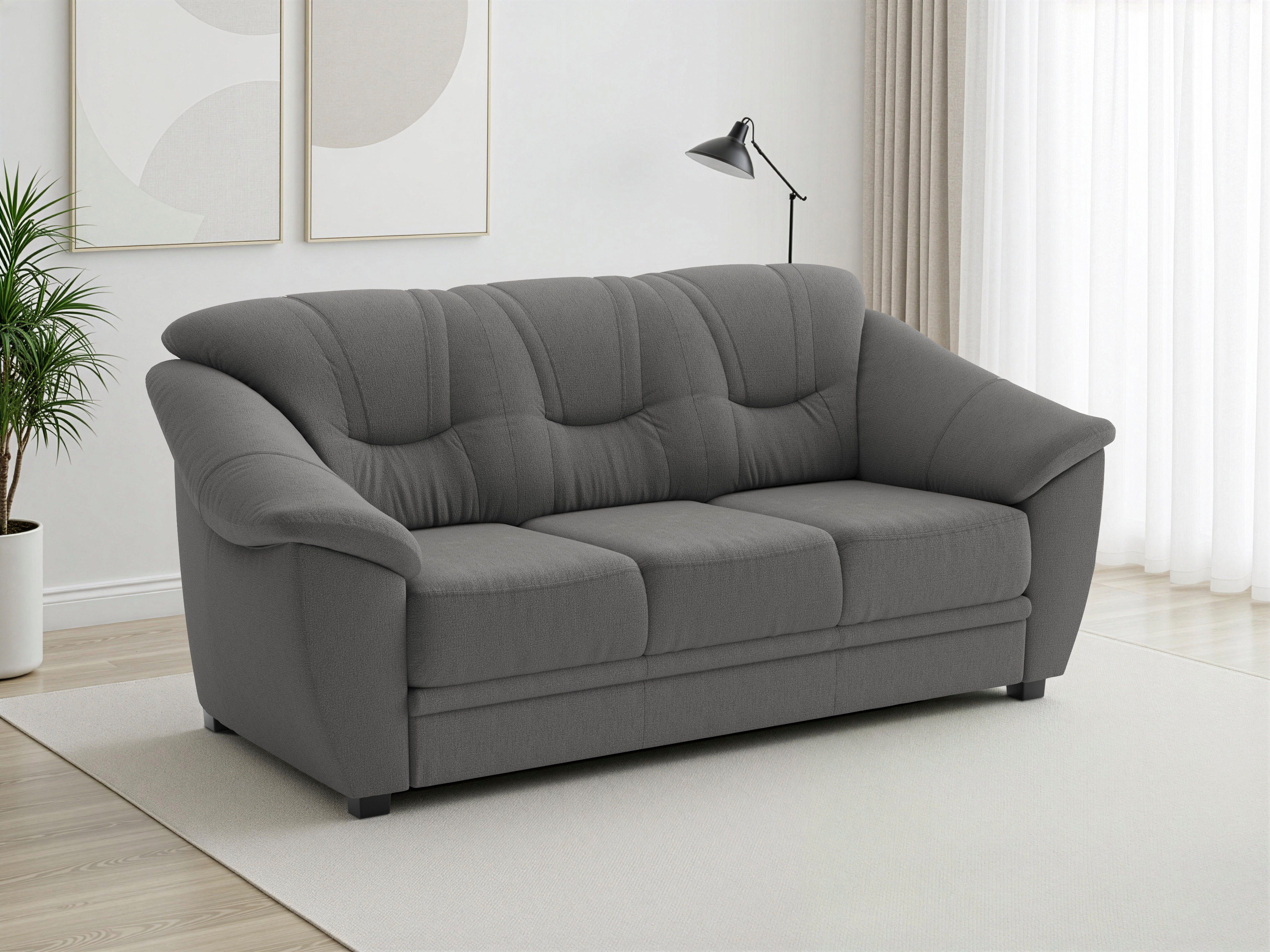sit&more 3-Sitzer Savona, B: 198 cm, Federkern, Komfortsitzhöhe 46 cm, optional Schlaffunktion, Liegefläche 190x137cm, Stoff- & Lederauswahl