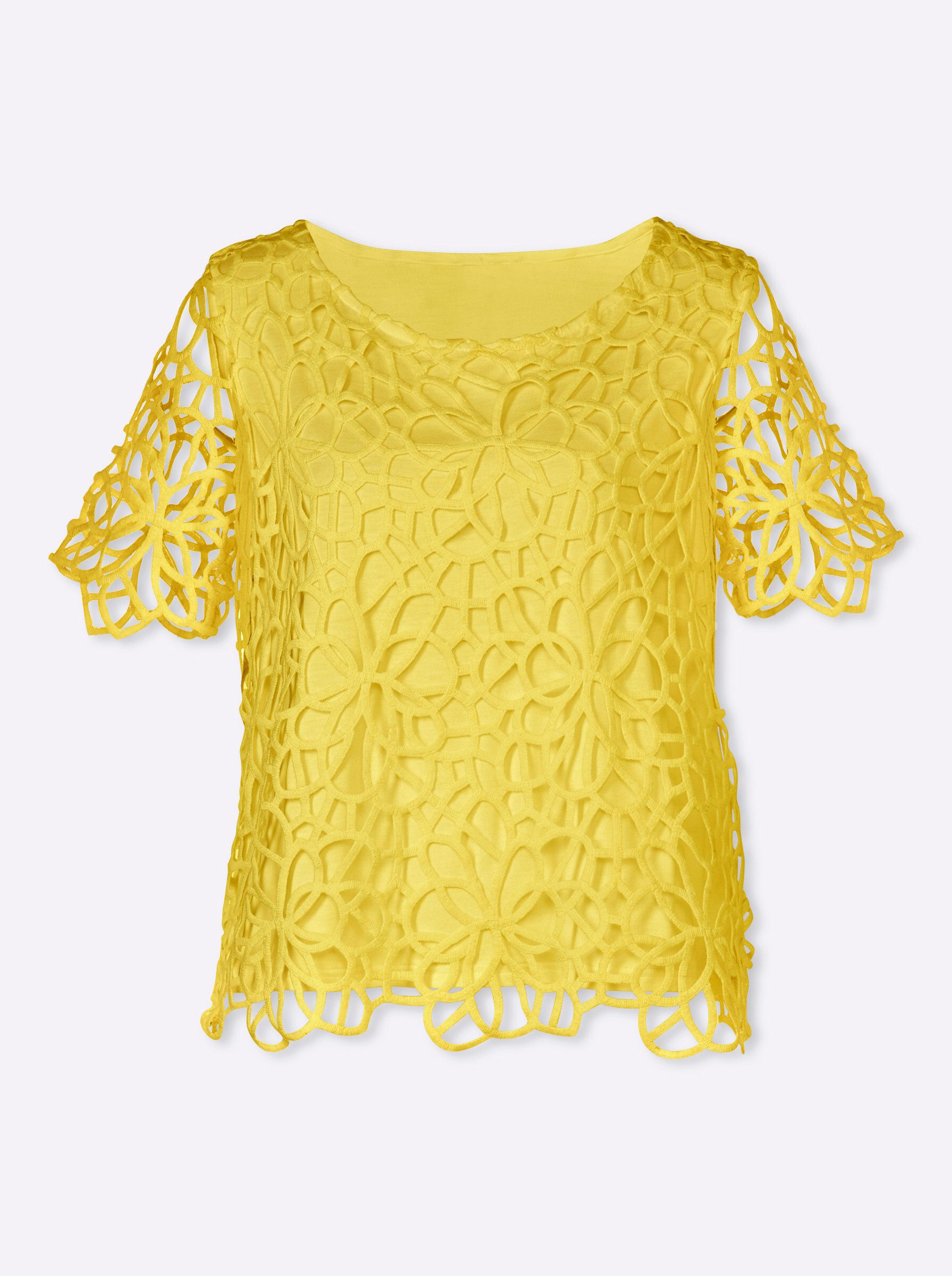 heine Klassische Bluse Spitzen-Bluse Kurzarm