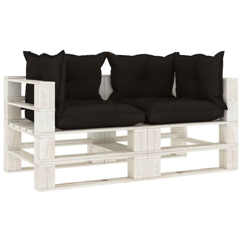 vidaXL Loungesofa Garten-Palettensofa 2-Sitzer mit schwarzen Kissen Holz, 1 Teile