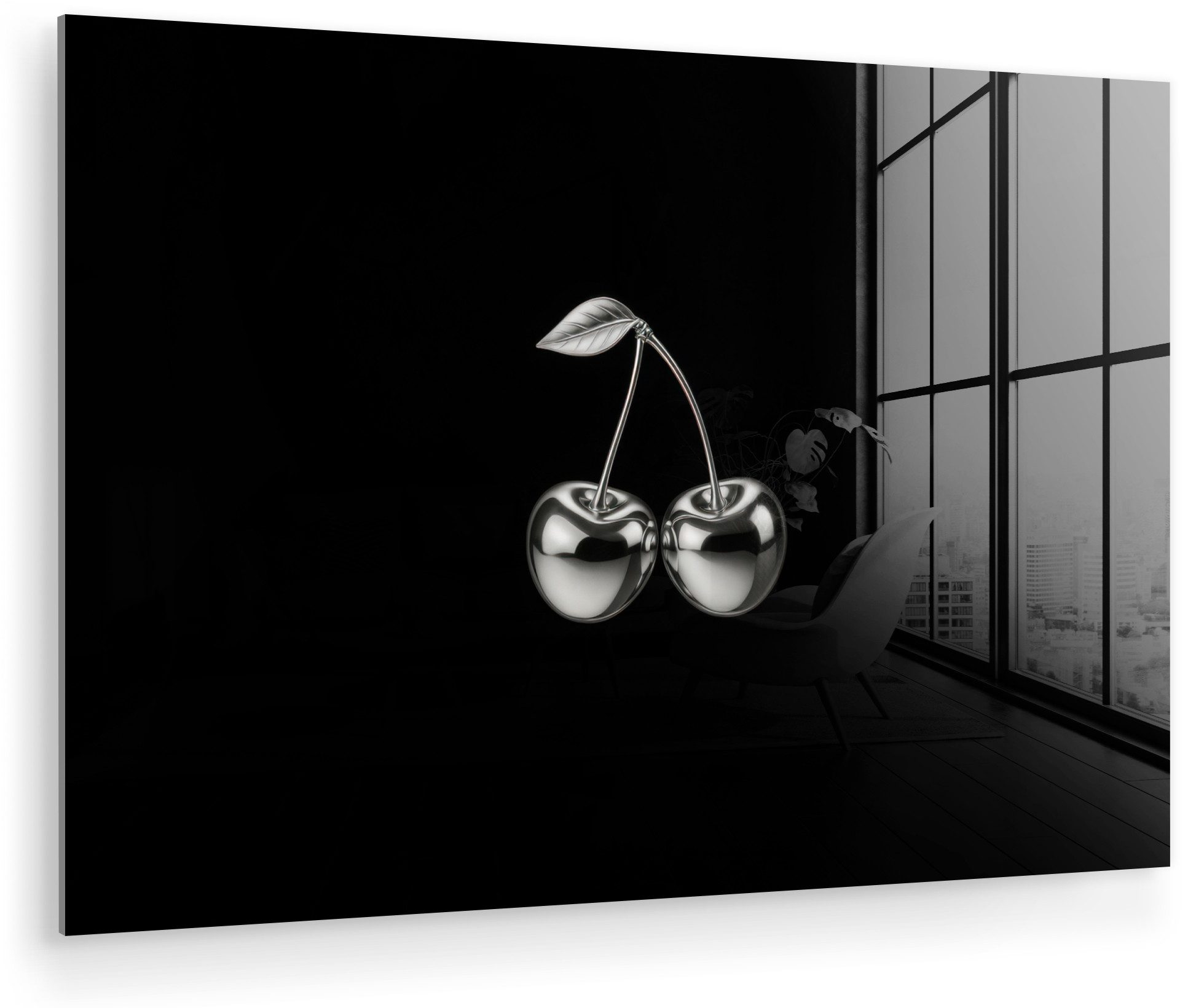 MuchoWow Acrylglasbild Kirsche - Luxuriös - Metallisch, Inkl. Aufhängung, Glasbilder Wohnzimmer, Schlafzimmer, Flur & Esszimmer, 30x20 cm
