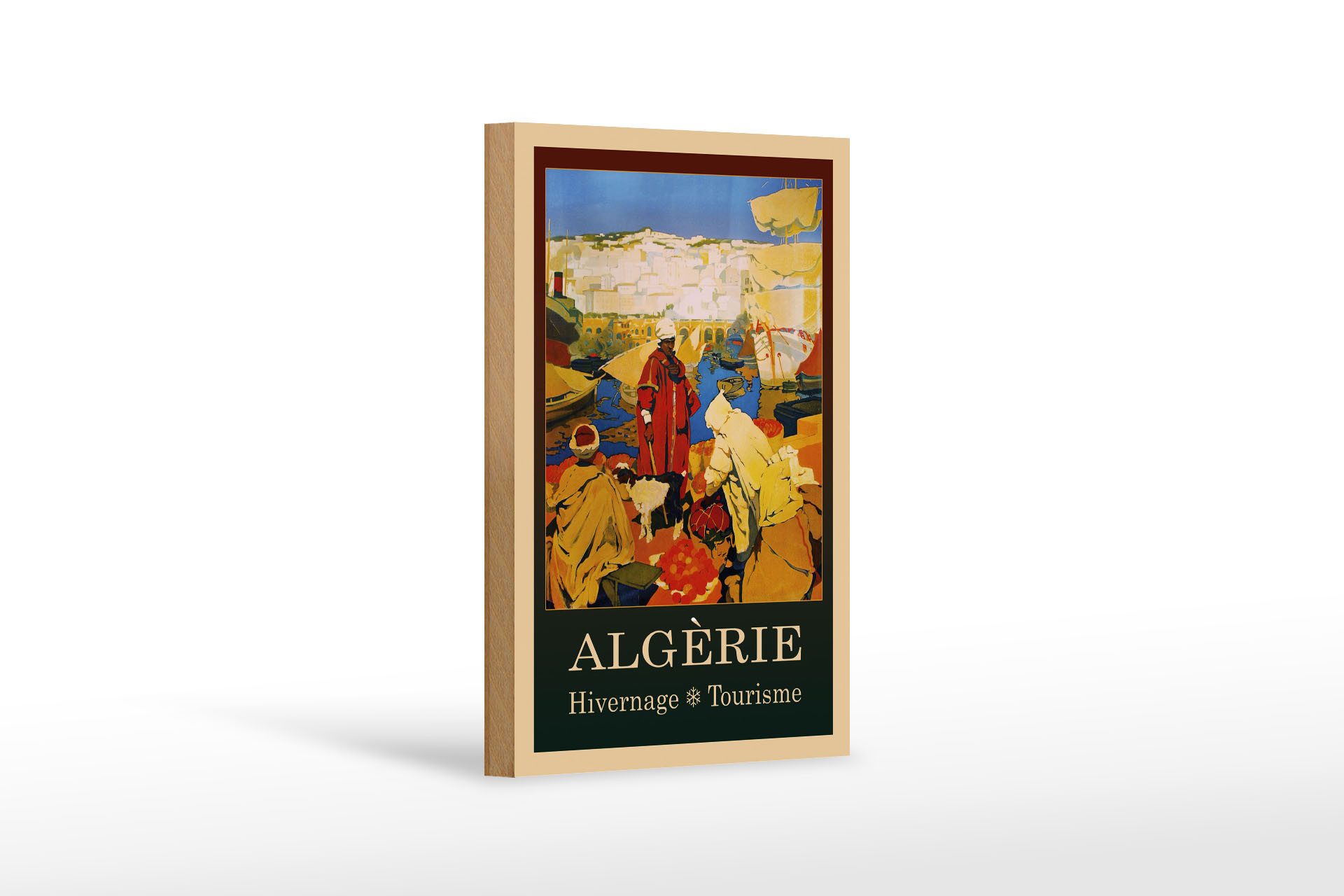 Femer GmbH Holzbild Reise 12x18 cm Algerie Algerien Hivernage Tourisme, (1 St), Glatte Holzfaserplatte (MDF), vorn beschichtet