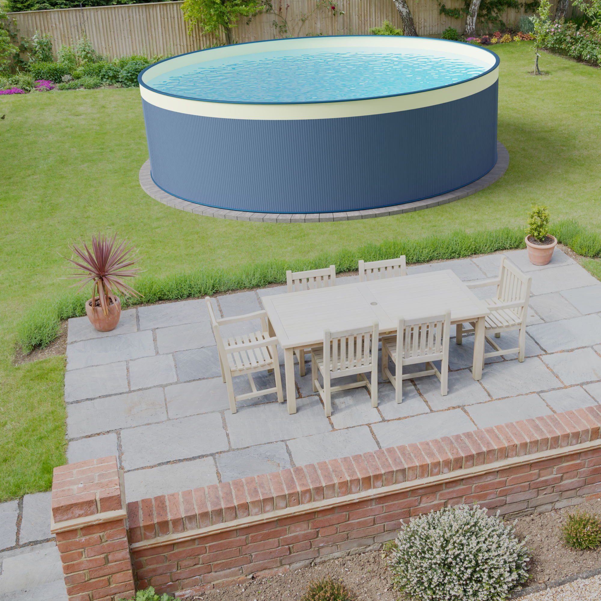 Waterman Rundpool Stahlwandpool Set (10-teilig) hoch rund 450 x 120 (Komplett-Set, 1-tlg), verzinkte Stahlwand