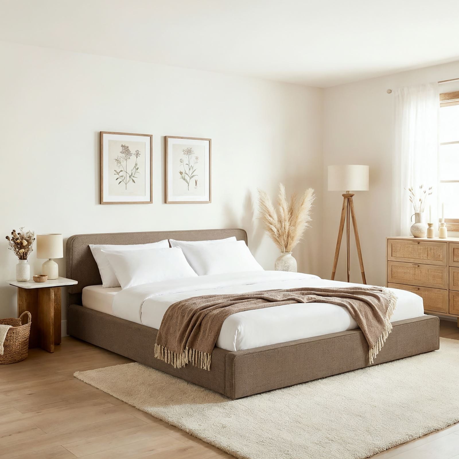 IDIMEX Polsterbett LATINI, Bett 180x200 cm mit höhenverstellbarem Kopfteil und Lattenrost Greige