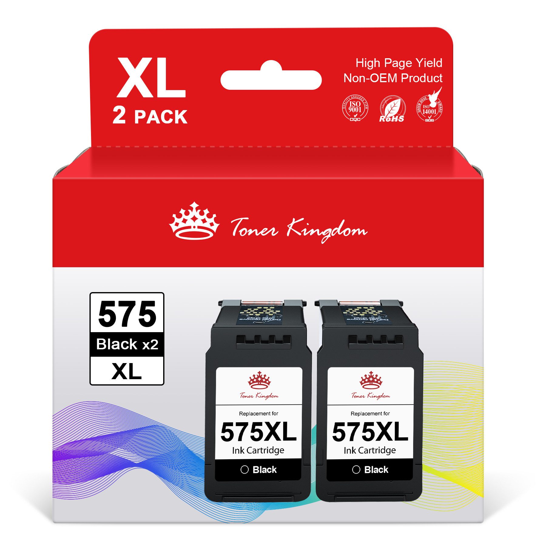 Toner Kingdom Black Patronen für Canon PG-575 XL Pixma TS3750i TS3751i 3551i Tintenpatrone (Für Canon 575 XL Pixma TS3750i TS3751i 3551i TR4750i TR4751i, 500-tlg)